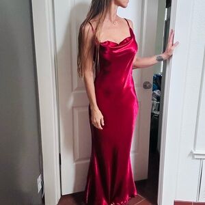 bebe Red Satin Maxi Dress